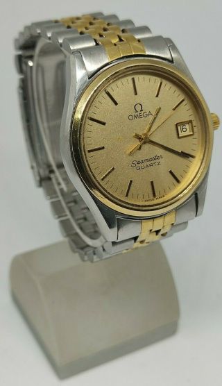 Omega Seamaster QUARTZ cal.  1342 watch special golden dial Vintage Rare 3