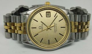 Omega Seamaster QUARTZ cal.  1342 watch special golden dial Vintage Rare 4