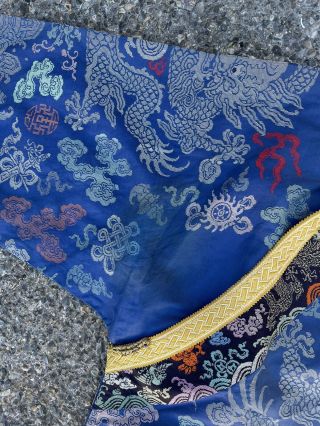 Antique Chinese Silk Blue Dragon Robe 9 Dragons 5 Claws 3