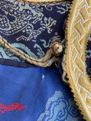 Antique Chinese Silk Blue Dragon Robe 9 Dragons 5 Claws 5