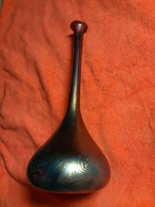 Antique Louis Comfort Tiffany ? Lct K2524 Iridescent Pulled Feather Swirl Vase