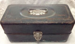 Vintage Montgomery Ward Hawthorne Metal Tackle Box 2 Tray