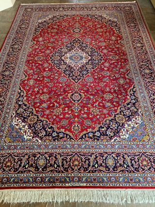 Hand Knotted " Signed " Vintage Persian Silk And Wool Rug,  9 