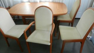 Vintage Mid Century Danish Modern Teak Dining Set Dining Table 8 Chairs 3