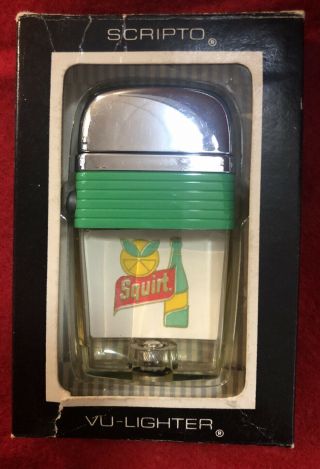 Vtg.  1960’s Scripto Vu Lighter W/ Box.  Squirt Soda Pop