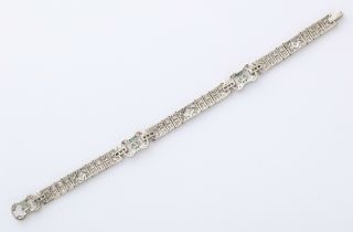 Art Deco Platinum Diamond Emerald Bracelet 5