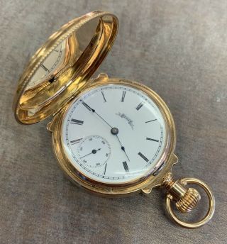 Antique 1888 Solid 14k Yellow Gold Elgin Pocket Watch Grade 101 6s 11j Hunter