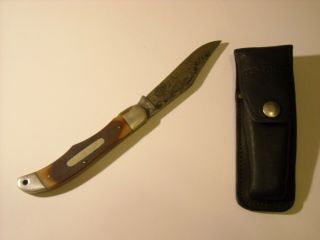 Vintage Schrade 125ot  Old Timer " 5 1/4 " Lock Knife With Leather Sheath