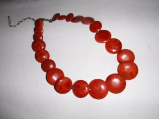 Vintage Sponge Coral Bead Necklace Sterling Silver Clasp & Spacers 18 "