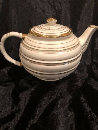 Sadler 1378 F Ivory And Gold Colored Teapot,  Vintage,  Made In England