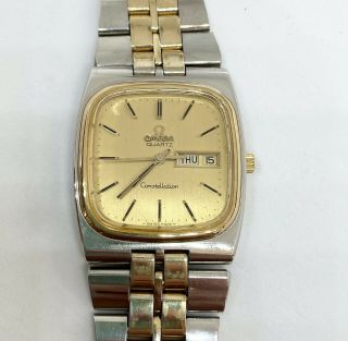 Vintage 1970s Mens Omega Quartz Constellation Day Date Watch 10k Gf 1345 Repair