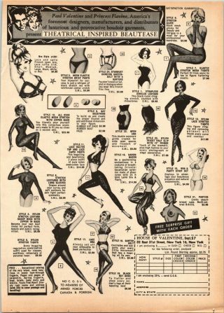 Valentine Theater Inspired Lingerie Pasties Strip Set Bra 1963 Vintage Print Ad