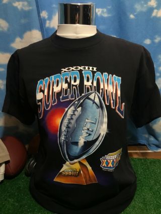 Vtg 90s 1999 Bowl Xxxiii 33 Dynasty Large Broncos Vs Falcons T - Shirt C21