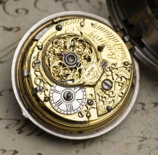 1750 HALF QUARTER Repeating Cylinder Fusee Pair Case Antique Pocket Watch Verge 2