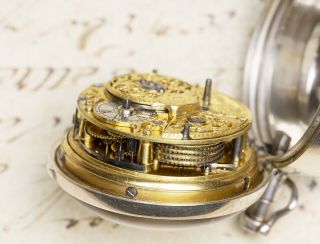 1750 HALF QUARTER Repeating Cylinder Fusee Pair Case Antique Pocket Watch Verge 5
