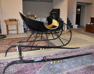 Antique Albany Cutter Horse Drawn Sleigh,  Shafts with Jingle Bells 4