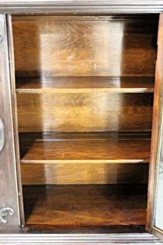 19th C Antique Mahogany China Cabinet Breakfront Bookcase Cupboard Jacobean 3