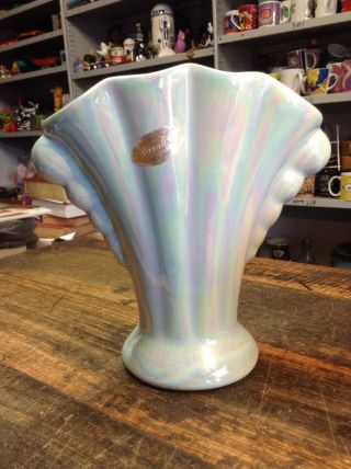 Brt Rare Mid Cent Baby Blue Pearl Vintage Raynham Australian Pottery Vase