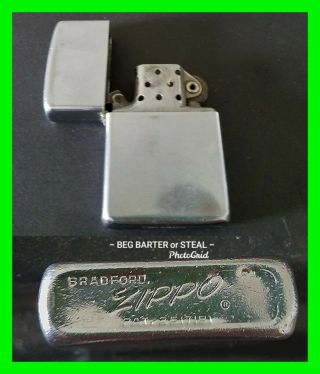 Vintage 1963 Zippo Lighter •• • Pat 2517191 Brushed Chrome Orginal Insert