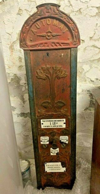 Antique Coin - Operated European Stollwerck Chocolate Vending Machine - 1890s