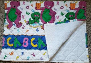 Vintage 1993 Lyons Group Barney Baby Bop Abc Quilted Blanket Toddler Bed Spread