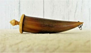 Small Antique Natural Horn Snuff Box,  Screw on Lid 2