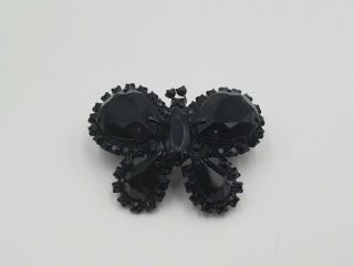 Vintage Signed Alice Caviness Butterfly Brooch Rare All Black