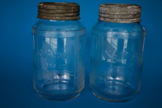 2 Vintage Nabob Band Coffee Jars With Zinc Cap With Glass Insert.