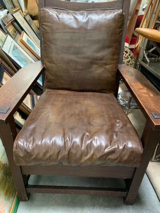 Arts Crafts Mission Oak Gustav Stickley Model 320 (1902 - 1904) Lounge Chair Signed