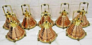 Vintage Nautical Cargo Pendant Hanging Light Made Of Brass And Copper 8 Piece