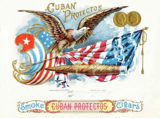 Rare 1890s Cuba Cuban Protectos Spanish American War Cigar Label