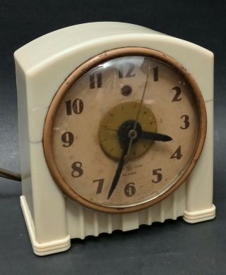 Vintage Alarm Clock General Electric Art Deco Bakelite Ge Model 7h154