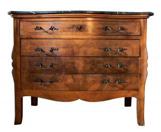 Antique Early 20th Century French Chest Of Drawers With Marble Top