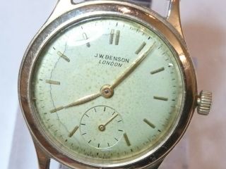 Solid 9ct Gold J.  W.  Benson Of London Mens Man Wind Watch In Full Order