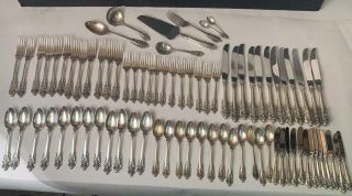 80 Pc Wallace Grande Baroque Sterling Silver Dinner Size Flatware Set For 12