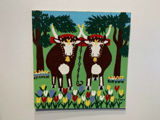 Maud Lewis 1st Edition Silk Screen Print From 1962 On Beaverboard