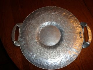 Vintage 619 Continental Hand Wrought Aluminum Round Tray