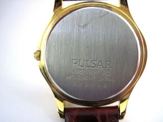 PULSAR Women ' s Classic White Face GoldTone Leather Strap Watch By Sieko 2