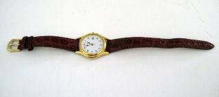 PULSAR Women ' s Classic White Face GoldTone Leather Strap Watch By Sieko 3