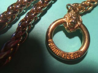 Vintage Anne Klein Chain Necklace Lion Head Thick Chain Gold Tone Signed Toggle