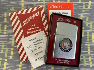 Vintage Zippo The Windy Lighter Advertising Westinghouse W/ Box Insert Papers