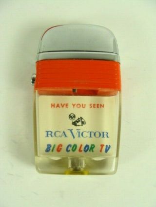 Vintage Scripto Vu Lighter W/ Tin Rca Victor Big Color Tv Ad