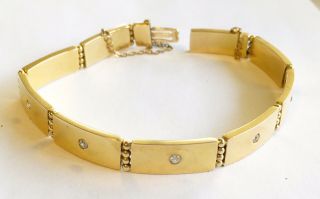 Antique Art Nouveau 14k Yellow Gold Link Bracelet With 5 Diamonds