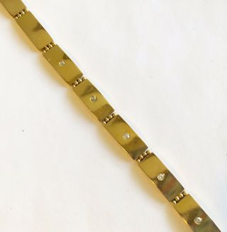 Antique Art Nouveau 14k Yellow Gold Link Bracelet With 5 Diamonds 2