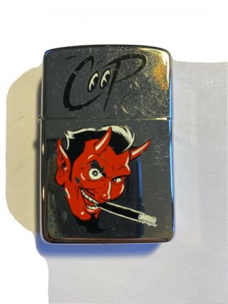 Rare Coop Zippo Lighter Devil Smoking Cigar