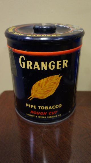 Vintage Granger Rough Cut Pipe Tobacco Tin Hunting Dog Pointer 6 " Tall X 5 " W