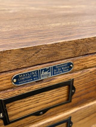 Vintage Mayline 15 Drawer Wood Flat File Cabinet Drafting Map Document Blueprint 3
