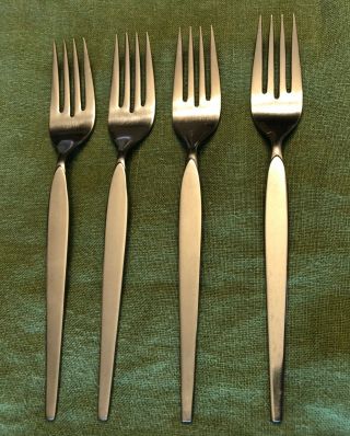 Se Tof 4 Vintage Oneida Community Older Satinique Stainless Steel Dinner Forks
