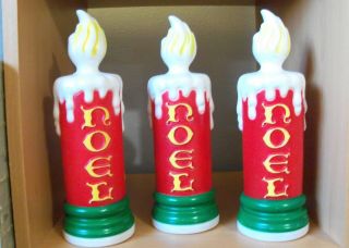 Empire Ind.  Retro Vintage Stlyle 10 " Blow Mold Noel Christmas Candle Set Of 3