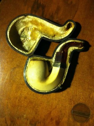 Vintage Wdc Meershaum Smoking Pipe With Sterling Silver Band